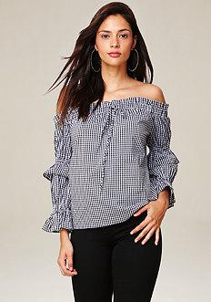 Bebe Sandra Gingham Top