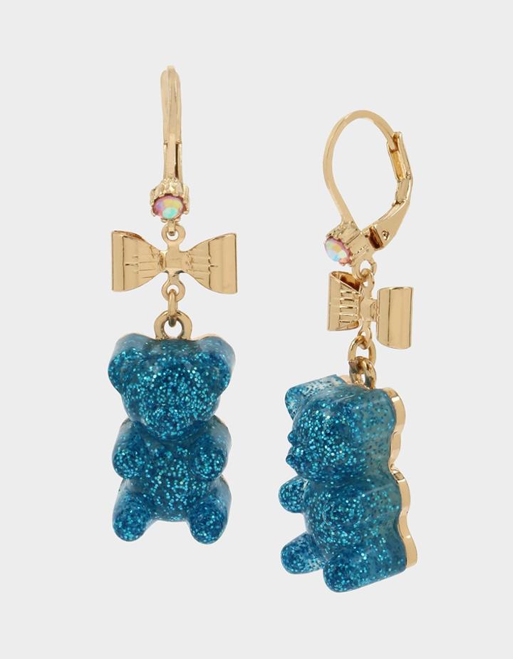 Betseyjohnson Gummy Bear Bow Earrings Blue
