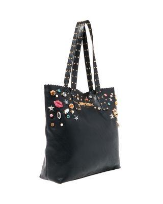 Steve Madden Betseys Baubles Pearly Jeweled Tote Black