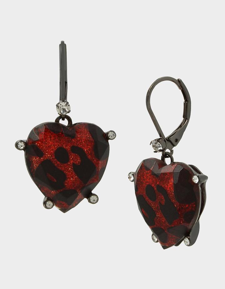 Betseyjohnson Glampire Heart Drop Earrings Red
