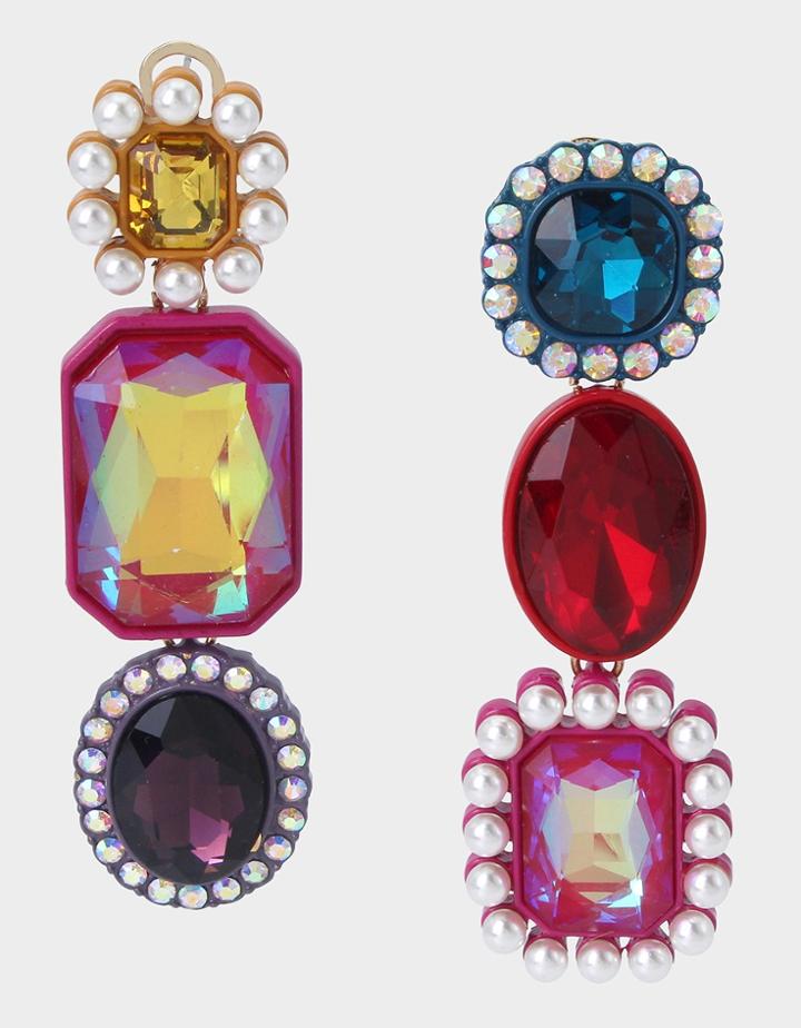 Betseyjohnson Pop Heart Stone Linear Earrings Multi