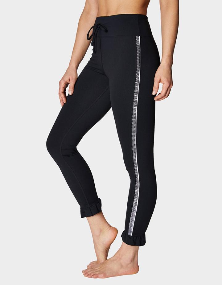 Betseyjohnson Ruffle Hem Side Mesh Legging Black