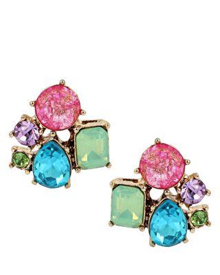 Steve Madden Sweet Shop Stone Cluster Studd Earrings Multi