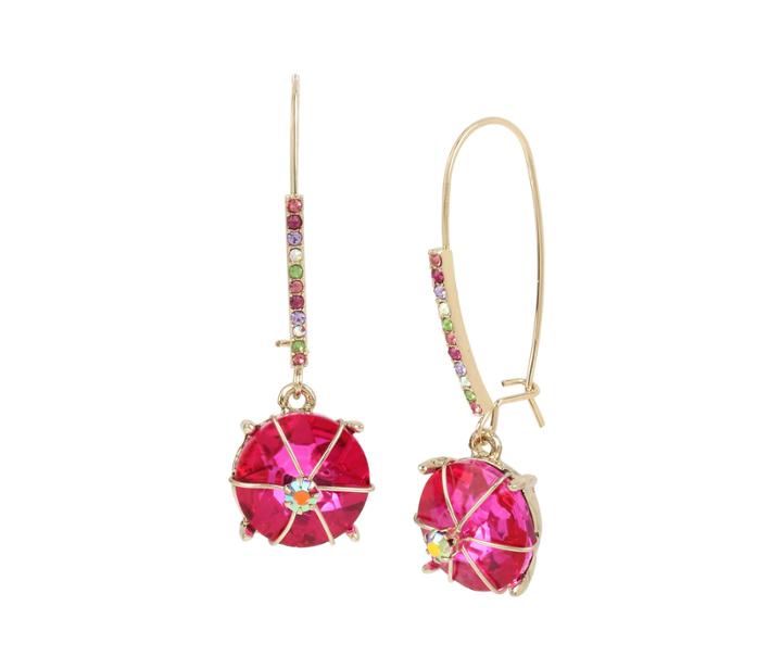 Betseyjohnson Betseys Funfetti Stone Hook Earrings Pink