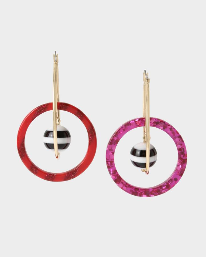Betseyjohnson Unbreak My Heart Hoop Earrings Pink Multi