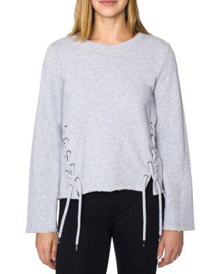 Steve Madden Lace Up Pullover Sweatshirt Grey