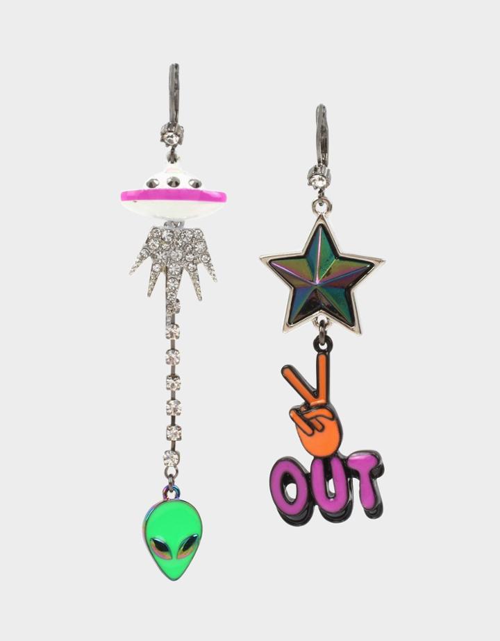 Betseyjohnson Star Power Alien Mismatch Earrings Multi