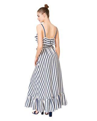 Steve Madden Long Lines Ruffled Maxi Sundress Black/white