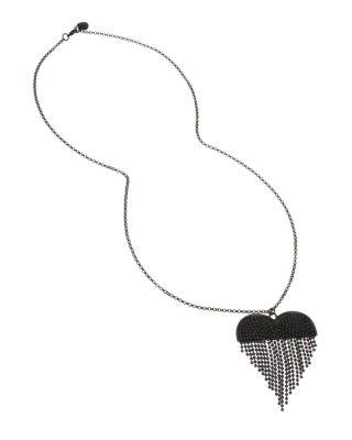 Steve Madden Unbreak My Heart Fringe Necklace Black