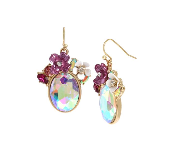 Betseyjohnson Opulent Floral Stone Drop Earrings Crystal