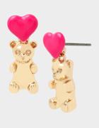 Betseyjohnson Nostalgic Pop Bear Drop Earrings Pink