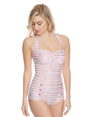 Steve Madden Shimmer Stripes One Piece Pink