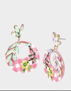 Betseyjohnson Gingham Stone Drop Earrings Pink