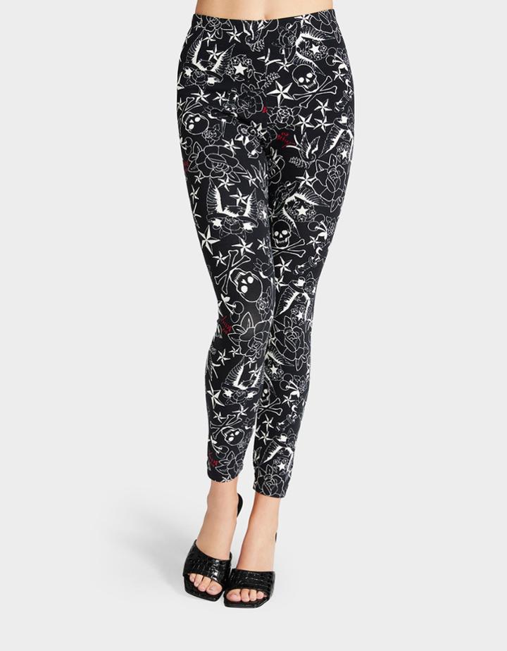Betseyjohnson Pretty In Punk Vintage Inspired Legging Tattoo Print