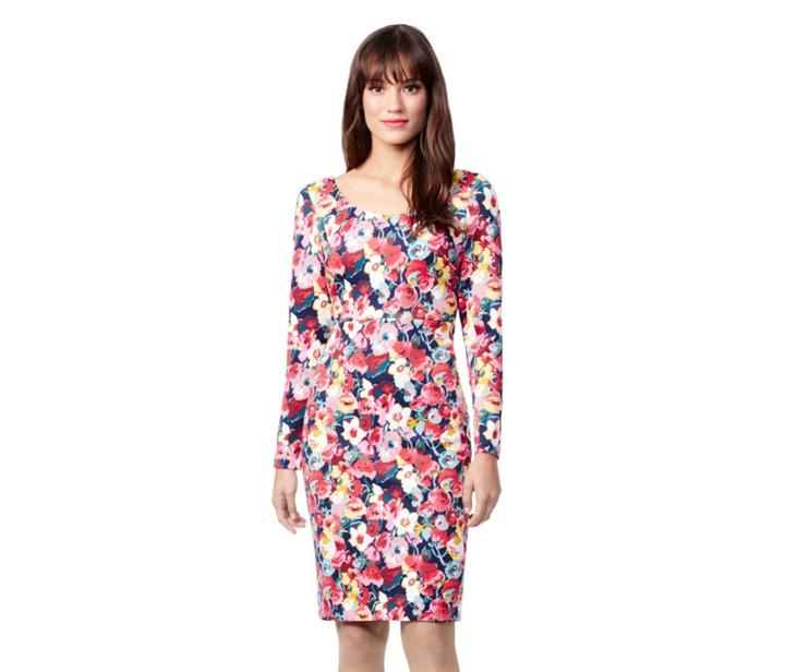Betseyjohnson Scuba Crepe Long Sleeve Dress Navy Multi