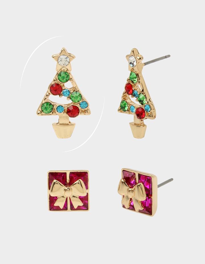 Betseyjohnson Hi Ho Holidays Present Stud Set Multi