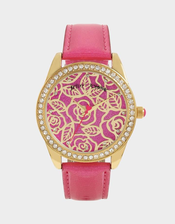 Betseyjohnson Metalwork Roses Watch Pink