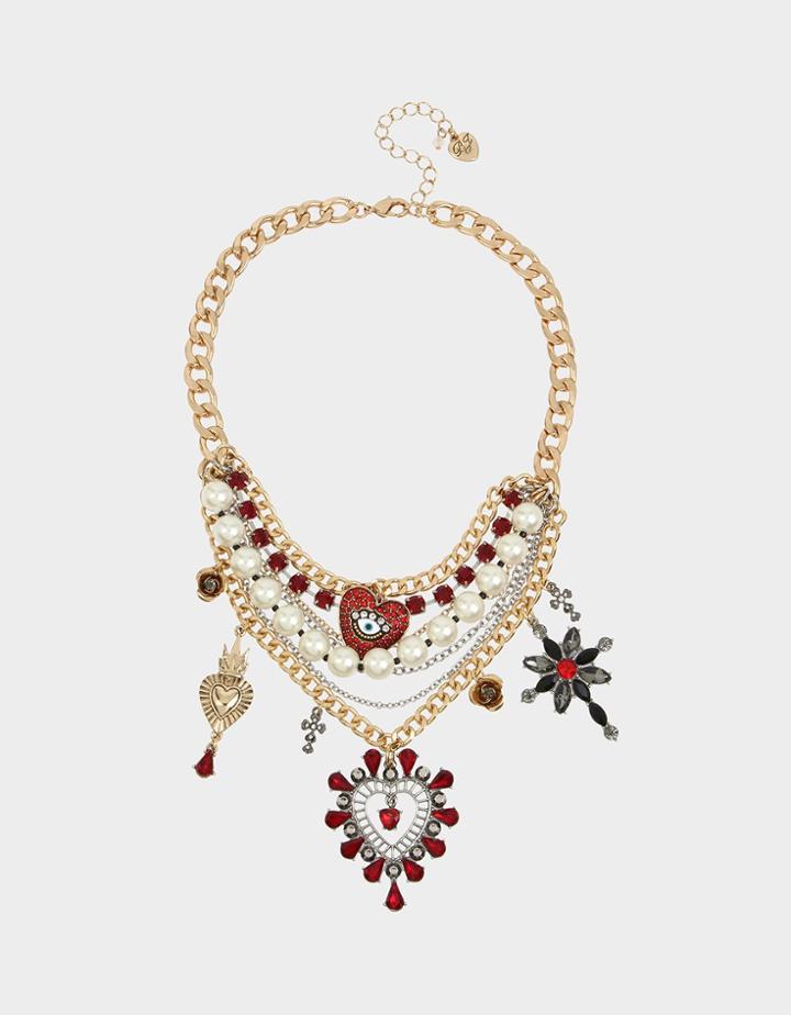 Betseyjohnson Rockin Riches Charm Statement Necklace Red