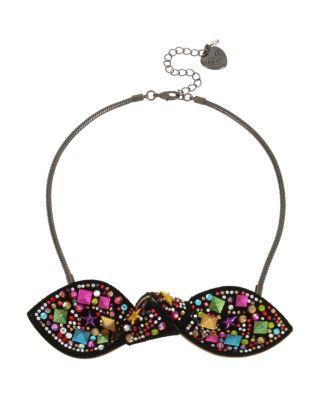 Steve Madden Bowtastic Frontal Necklace Multi