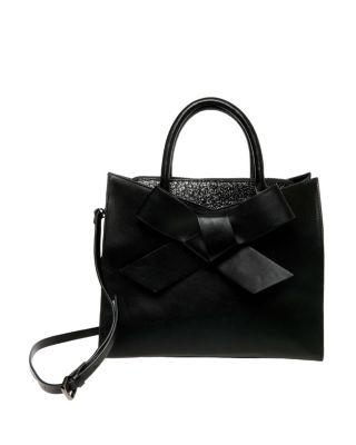 Steve Madden Cutting Edge Bow Satchel Black