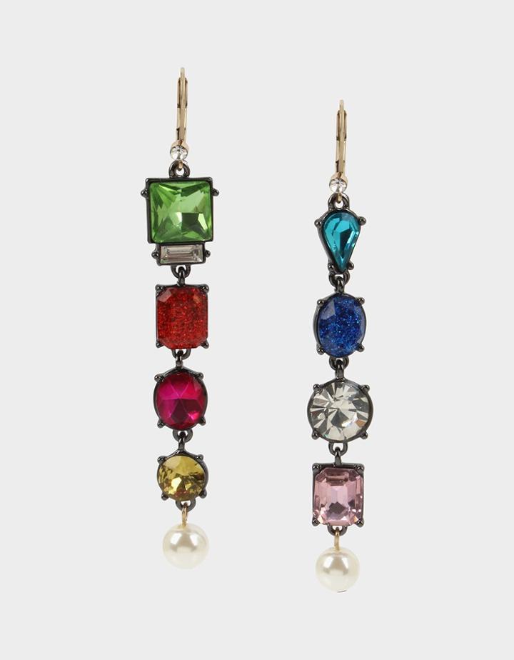 Betseyjohnson Bling Thing Mismatch Earrings Rainbow Multi