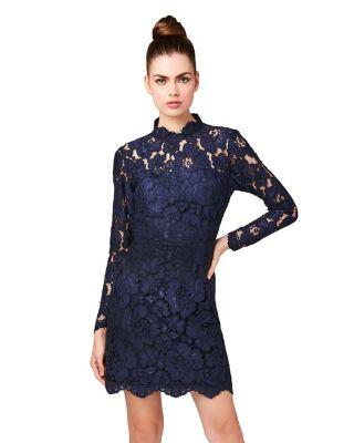 Steve Madden Love In Lace Long Sleeve Dress Navy
