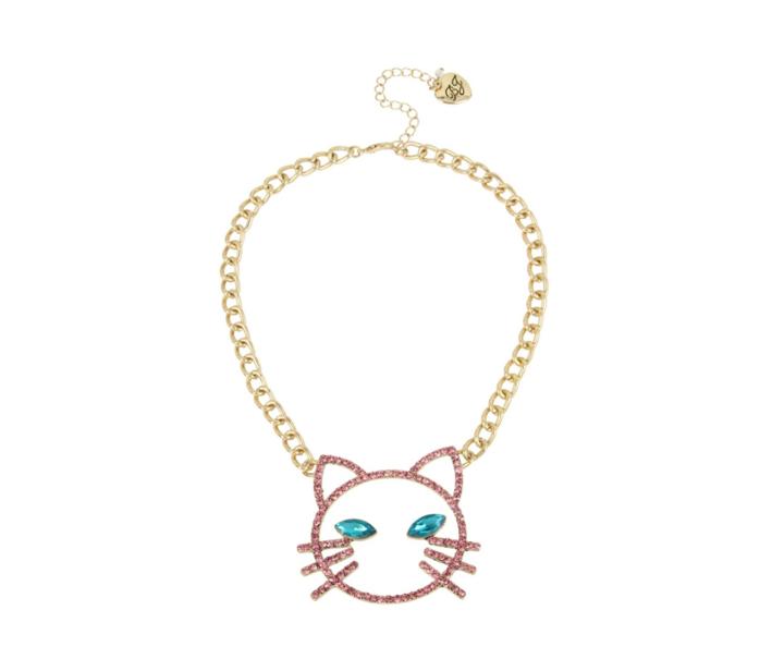Betseyjohnson Just Kitten Around Openwork Cat Pendant Pink
