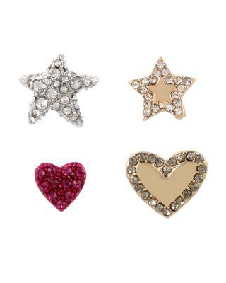 Steve Madden Mystic Baroque Star Heart Earring Set Multi