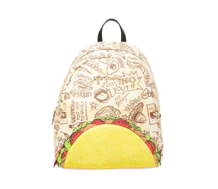 Betseyjohnson Kitsch Lets Taco About It Backpack Natural