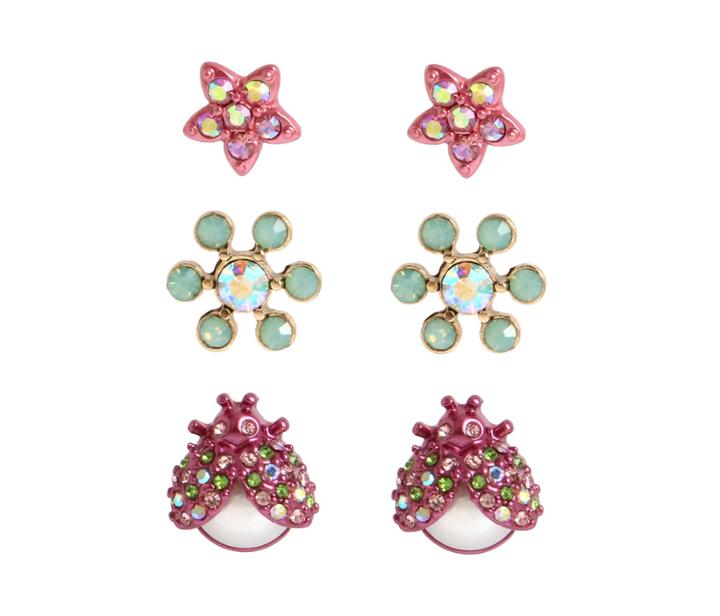 Betseyjohnson Opulent Floral Three Stud Set Multi