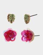 Betseyjohnson Welcome To The Jungle Flower Stud Set Pink