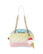 Steve Madden Split Decision Quilted Heart Dome Satchel Pink White