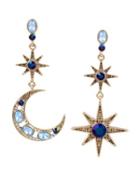 Steve Madden Mystic Baroque Star Moon Earrings Blue