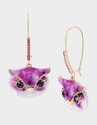 Betseyjohnson Enchanted Owl Hook Earrings Purple