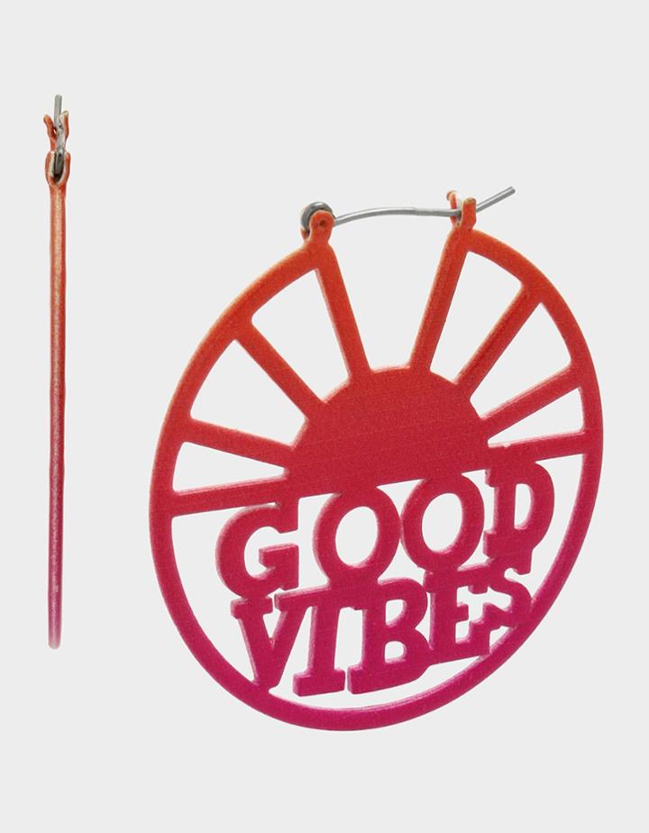 Betseyjohnson Catch The Wave Good Vibes Hoops Pink
