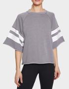 Betseyjohnson Printed Stripe Cutoff Sweatshirt Grey