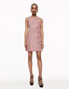 Betseyjohnson Ruffled Tweed Dress With Buttons Pink
