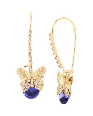 Steve Madden Fall Critters Butterfly Cz Shephard Hook Earring Purple