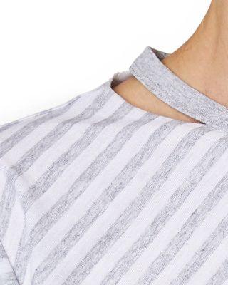 Steve Madden Diagonal Stripe Cropped Tee Grey/white