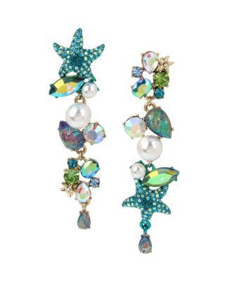 Steve Madden Crabby Couture Starfish Mismatch Earrings Blue