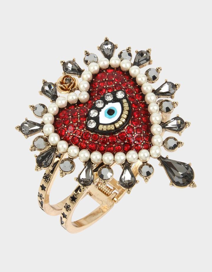 Betseyjohnson Rockin Riches Heart Hinge Bangle Red