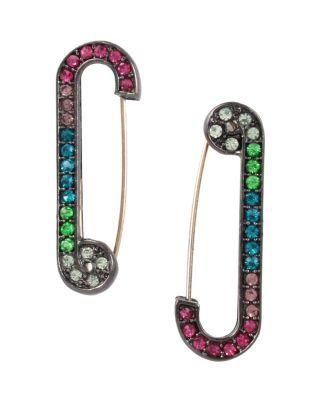 Steve Madden Mystic Baroque Safety Pin Earrings Multi