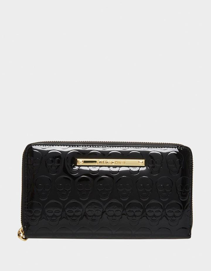 Betseyjohnson Xox Betsey Zip Around Wallet Black Skulls