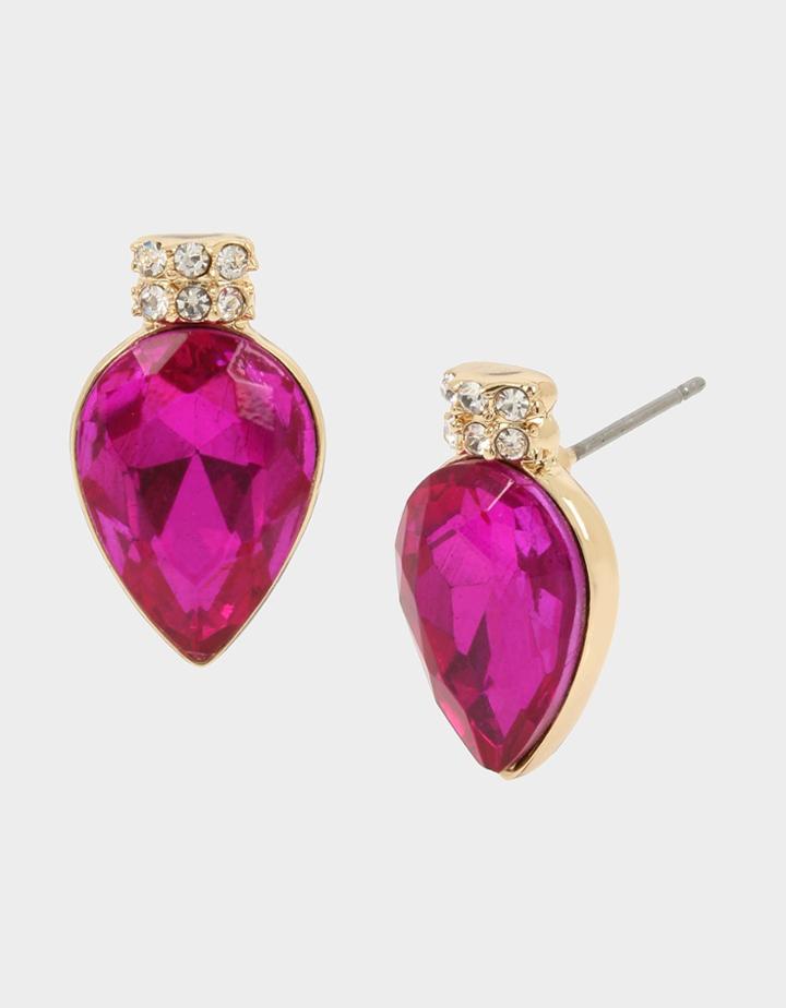 Betseyjohnson Hi Ho Holidays Light Stud Earrings Fuchsia