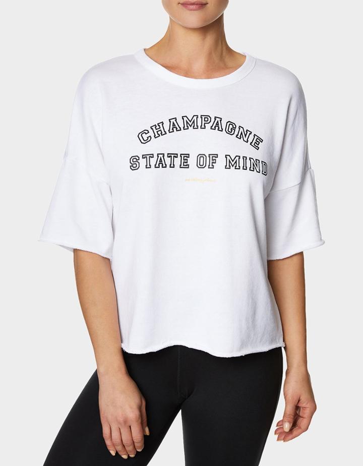 Betseyjohnson Champagne State Of Mind Crop Tee White