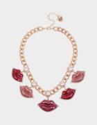 Betseyjohnson Xox Betsey Love Lips Necklace Pink