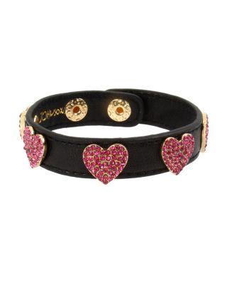 Steve Madden Lovin Leather Heart Bracelet Fuchsia