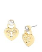 Steve Madden Prisoner Of Love Heart Locket Earrings Gold