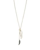 Steve Madden Angels And Wings Feather Lariat Necklace Crystal