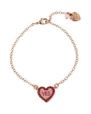 Steve Madden Not Your Babe Heart Anklet Fuchsia